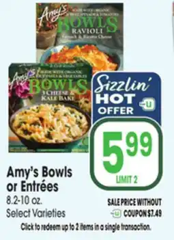 Jewel-Osco Amy's Bowls or Entrées offer