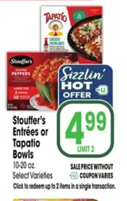Jewel-Osco Stouffer's Entrées or Tapatio Bowls offer
