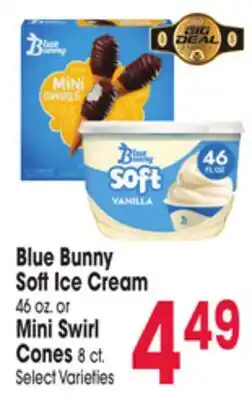 Jewel-Osco Blue Bunny Soft Ice Cream 46 oz. or Mini Swirl Cones 8 ct offer