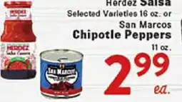 Rio Valley Market Hérdez Salsa Selected Varieties 16 oz. or San Marcos Chipotle Peppers 11 oz offer