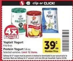 Safeway Yoplait Yogurt offer