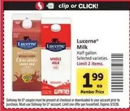 Safeway Lucerne Milk offer
