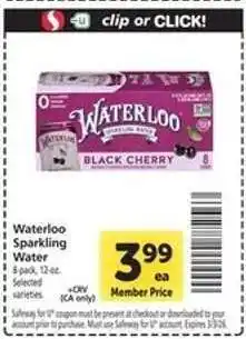 Safeway Waterloo Sparkling Water offer