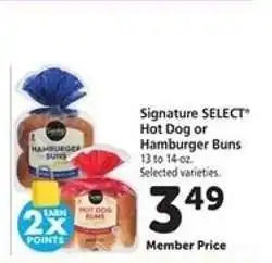 Safeway Signature SELECT Hot Dog or Hamburger Buns offer