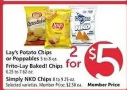 Safeway Lay's Potato Chips or Poppables, Frito-Lay Baked! Chips, Simply NKD Chips offer