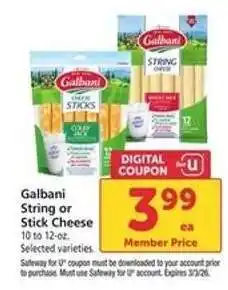Safeway Galbani String or Stick Cheese offer