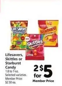 Safeway Lifesavers, Skittles or Starburst Candy offer