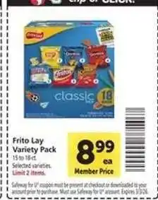 Safeway Frito Lay Variety Pack offer
