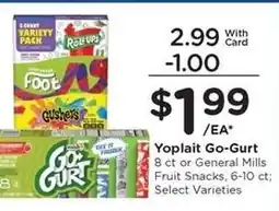 Kroger Yoplait Go-Gurt or General Mills Fruit Snacks offer