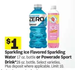 Meijer Sparkling Ice Flavored Sparkling Water or Powerade Sport Drink offer