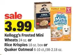 Meijer Kellogg’s Frosted Mini Wheats, Rice Krispies or Quaker Oatmeal offer