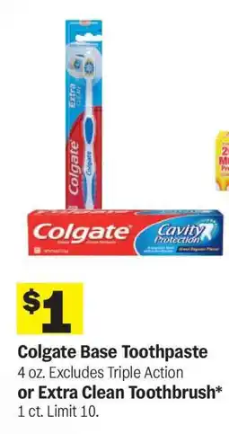 Meijer Colgate Base Toothpaste or Extra Clean Toothbrush offer