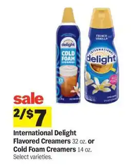 Meijer International Delight Flavored Creamers or Cold Foam Creamers offer