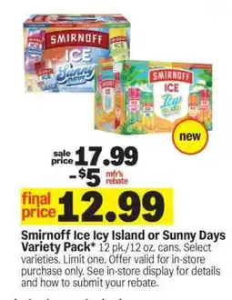 Meijer Smirnoff Ice Icy Island or Sunny Days Variety Pack offer