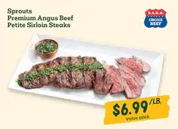 Sprouts Farmers Market Sprouts Premium Angus Beef Petite Sirloin Steaks offer
