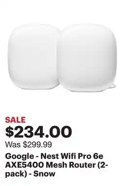 Best Buy Google - Nest Wifi Pro 6e AXE5400 Mesh Router (2-pack) - Snow offer
