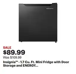 Best Buy Insignia - 1.7 Cu. Ft. Mini Fridge with Door Storage and ENERGY STAR Certification - Black offer