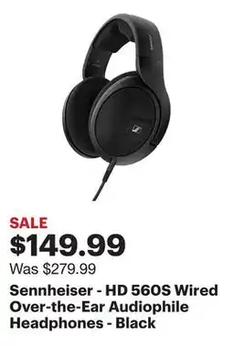 Best Buy Sennheiser - HD 560S Wired Over-the-Ear Audiophile Headphones - Black offer