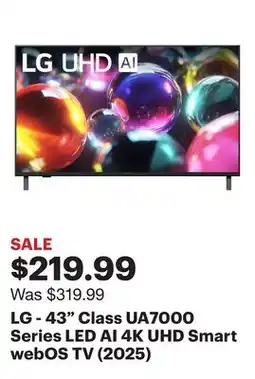 Best Buy LG - 43 Class UA7000 Series LED AI 4K UHD Smart webOS TV (2025) offer
