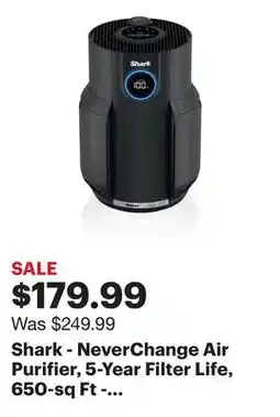 Best Buy Shark - NeverChange Air Purifier, 5-Year Filter Life, 650-sq Ft - Black offer