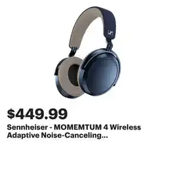 Best Buy Sennheiser - MOMEMTUM 4 Wireless Adaptive Noise-Canceling Over-The-Ear Headphones - Denim offer