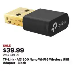 Best Buy TP-Link - AX1800 Nano Wi-Fi 6 Wireless USB Adapter - Black offer