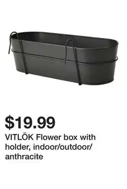 Ikea VITLÖK Flower box with holder, indoor/outdoor/anthracite offer