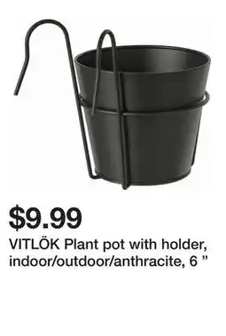Ikea VITLÖK Plant pot with holder, indoor/outdoor/anthracite, 6 offer