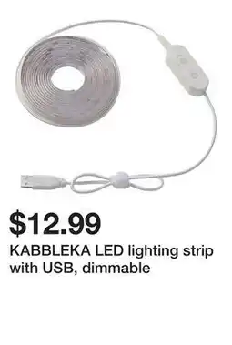 Ikea KABBLEKA LED lighting strip with USB, dimmable offer