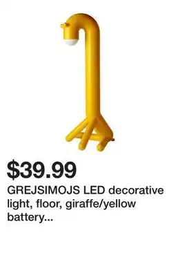 Ikea GREJSIMOJS LED decorative light, floor, giraffe/yellow battery operated offer
