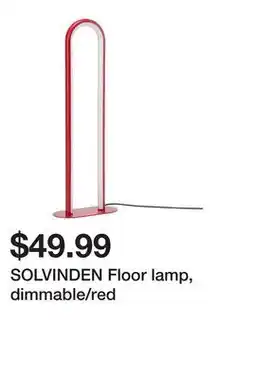 Ikea SOLVINDEN Floor lamp, dimmable/red offer
