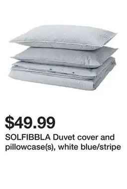 Ikea SOLFIBBLA Duvet cover and pillowcase(s), white blue/stripe offer