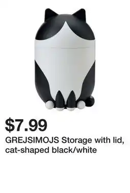 Ikea GREJSIMOJS Storage with lid, cat-shaped black/white offer