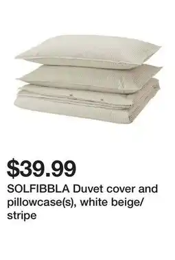 Ikea SOLFIBBLA Duvet cover and pillowcase(s), white beige/stripe offer