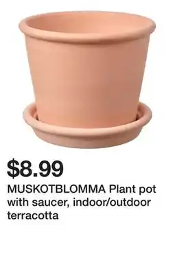 Ikea MUSKOTBLOMMA Plant pot with saucer, indoor/outdoor terracotta offer