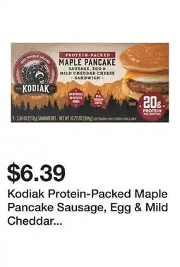 Wegmans Kodiak Protein-Packed Maple Pancake Sausage, Egg & Mild Cheddar Cheese Sandwich offer