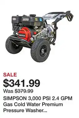 Tractor Supply Company SIMPSON 3,000 PSI 2.4 GPM Gas Cold Water Premium Pressure Washer with CRX210 Engine, 49-State offer