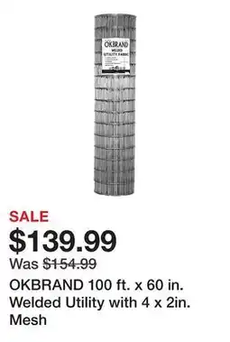Tractor Supply Company OKBRAND 100 ft. x 60 in. Welded Utility with 4 x 2in. Mesh offer
