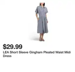 Marshalls LEA Short Sleeve Gingham Pleated Waist Midi Dress offer