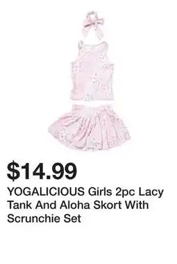 Marshalls YOGALICIOUS Girls 2pc Lacy Tank And Aloha Skort With Scrunchie Set offer