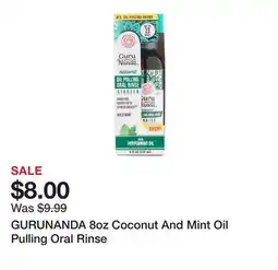 Marshalls GURUNANDA 8oz Coconut And Mint Oil Pulling Oral Rinse offer