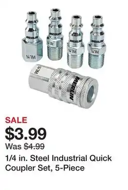 Harbor Freight Tools 1/4 in. Steel Industrial Quick Coupler Set, 5-Piece offer