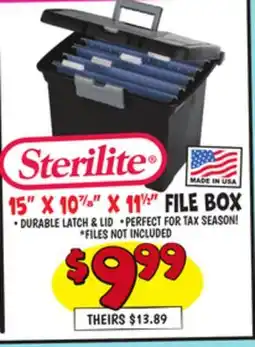 Ollie's Sterilite 15 X 10 7/8 X 11 1/2 FILE BOX offer