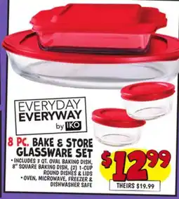 Ollie's EVERYDAY EVERYWAY 8 PC. BAKE & STORE GLASSWARE SET offer