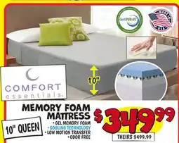 Ollie's MEMORY FOAM MATTRESS 10 QUEEN offer
