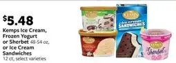 Fareway Kemps ice cream, frozen yogurt or sherbet or ice cream sandwiches offer