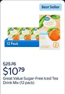 Walmart (12 pack) Great Value Sugar-Free Iced Tea with Peach Powdered Drink Mix offer