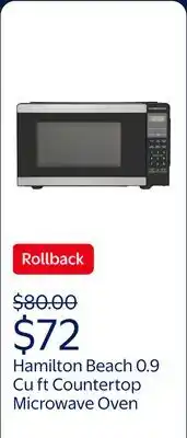 Walmart Hamilton Beach 0.9 Cu ft Countertop Microwave Oven, 900 Watts, Stainless Steel, New offer