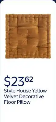 Walmart Home Decor Collection Style House Yellow Velvet Decorative Floor Pillow for Adults, 20 x 20 offer