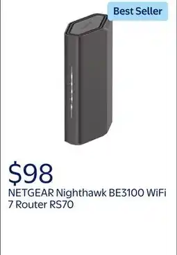 Walmart NETGEAR Nighthawk BE3100 WiFi 7 Dual-band Router (RS70) offer